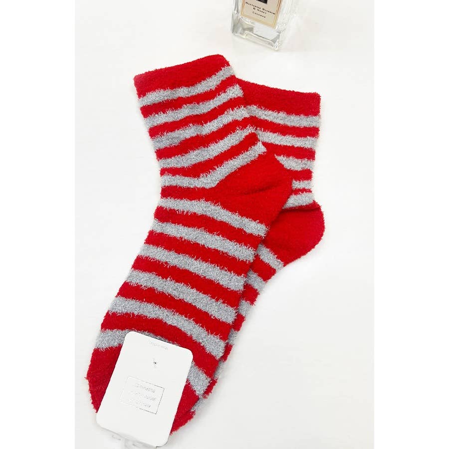Stripe Plush Assorted Colors Cozy Socks
