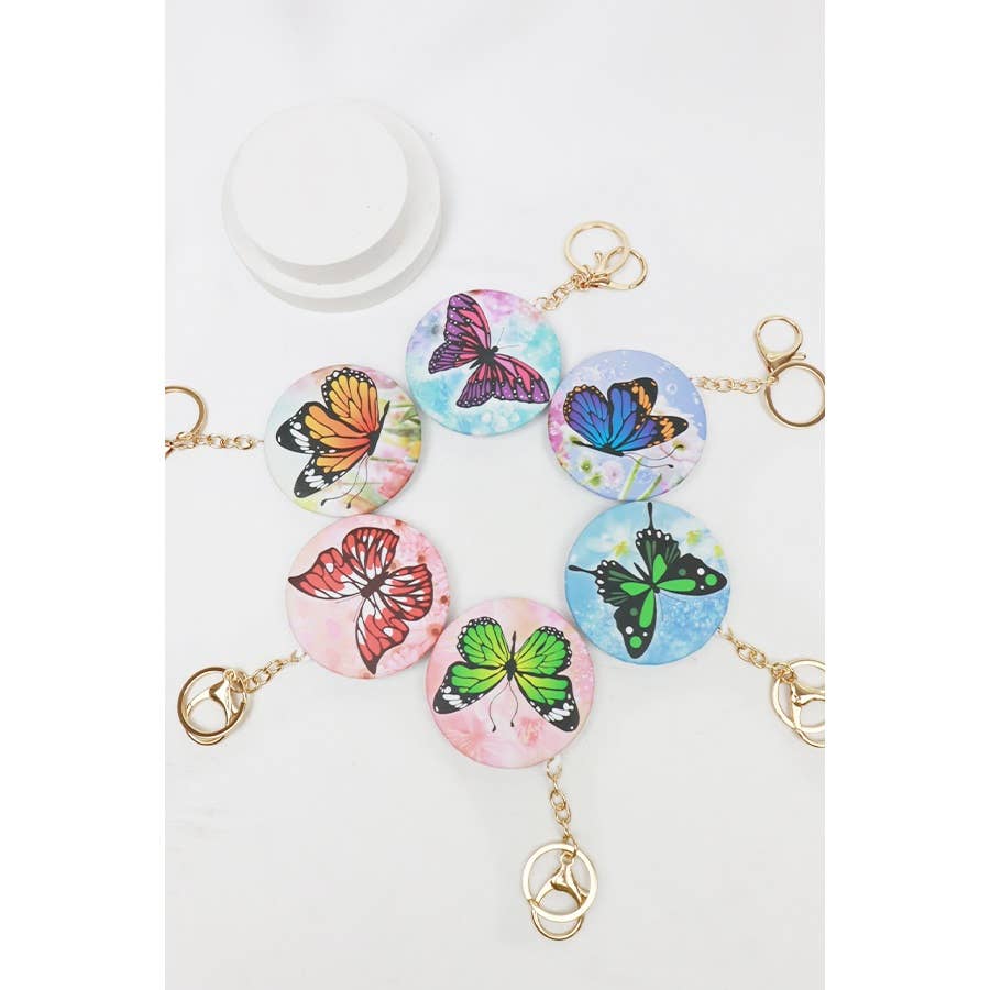 Butterfly Double Side Mirror with Key Ring