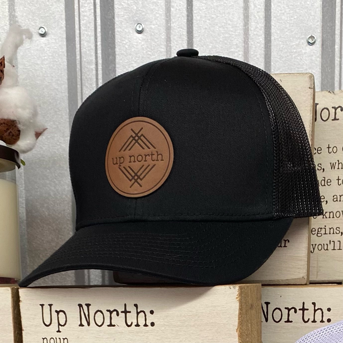 Up North Mesh Back Trucker Hat - Black/black