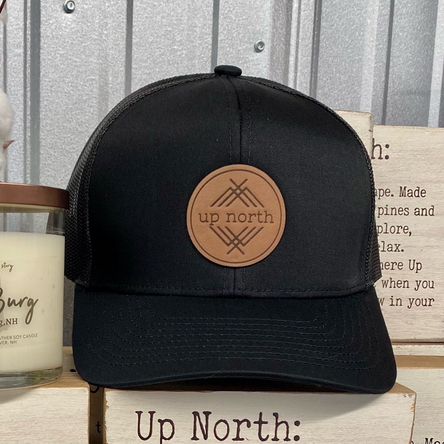 Up North Mesh Back Trucker Hat - Black/black