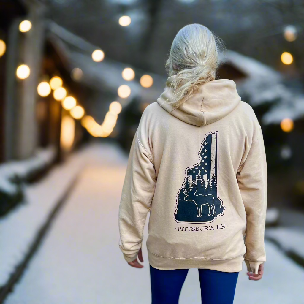 Sand Hoodie, NH Flag Treeline & Moose