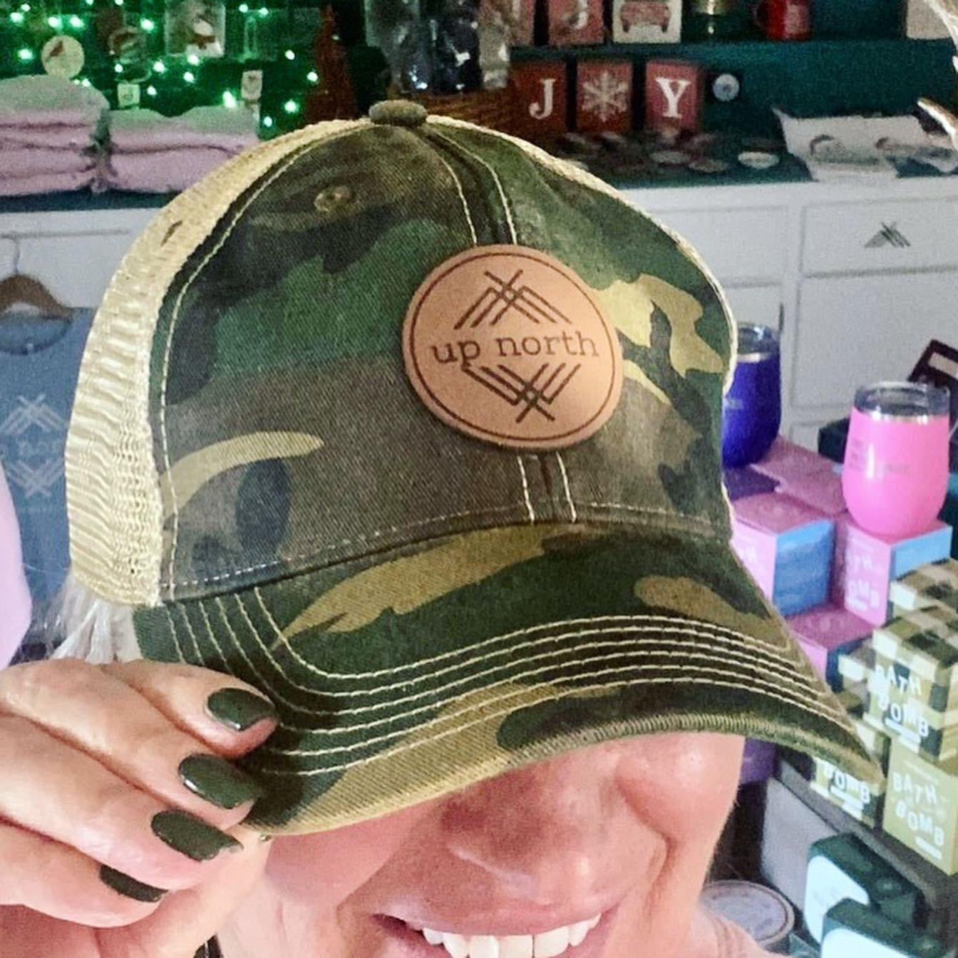 Up North Camo Washed & Worn Trucker Hat