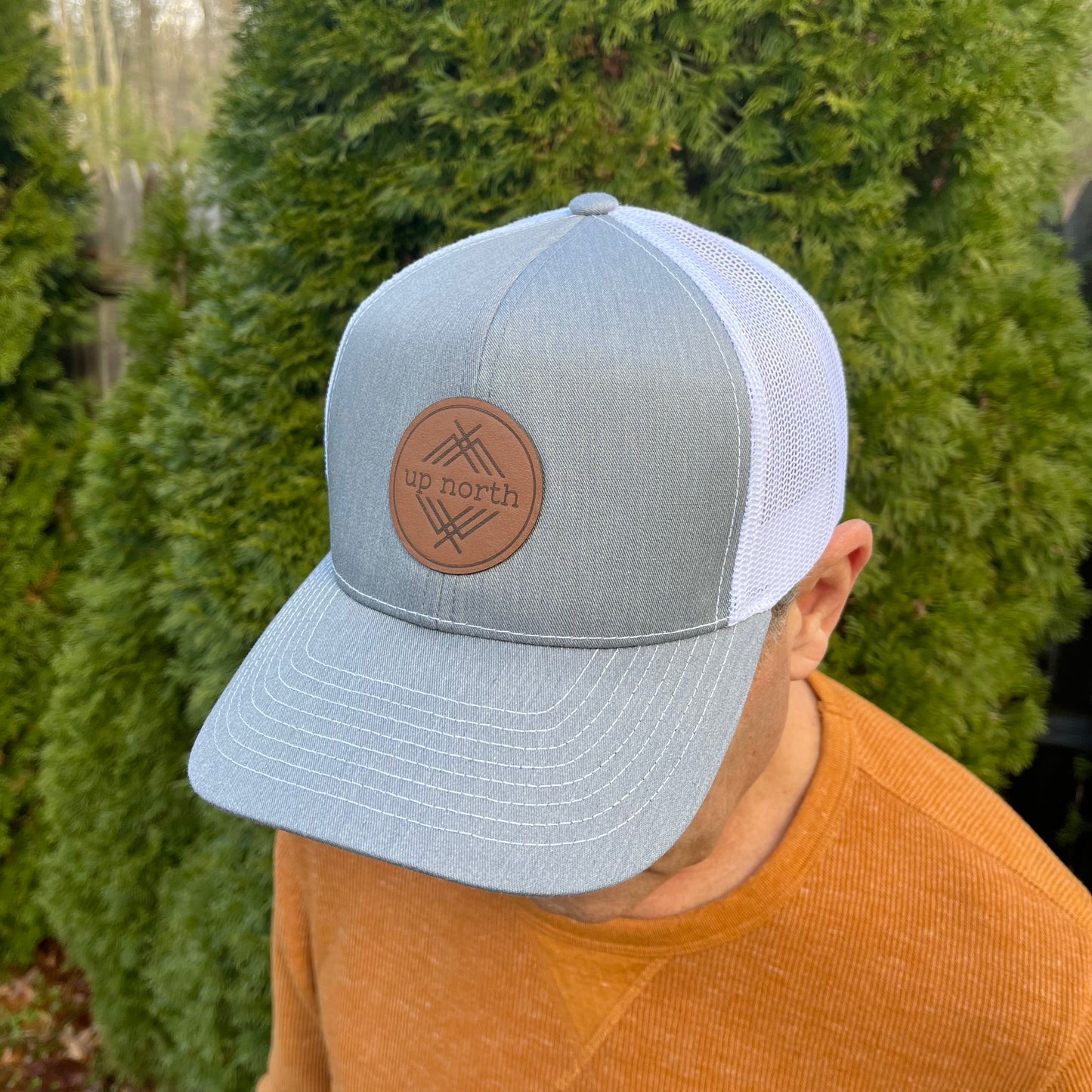 Up North Mesh Back Trucker Hat - Heather grey/white