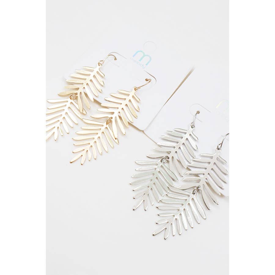 Gold and Silver Leaf Drop Earrings