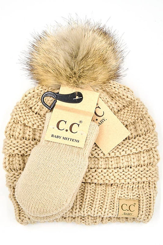 BABY - Pom Beanie and Mitten Glove