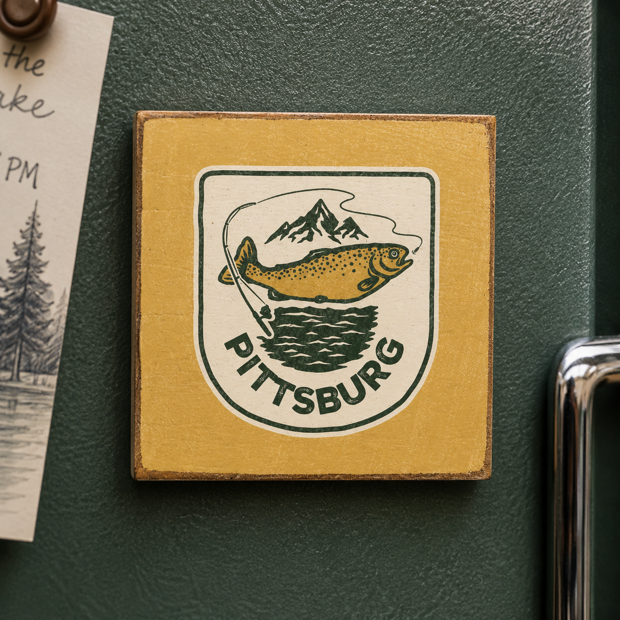 Fly Fishing Pittsburg - Wood Magnet
