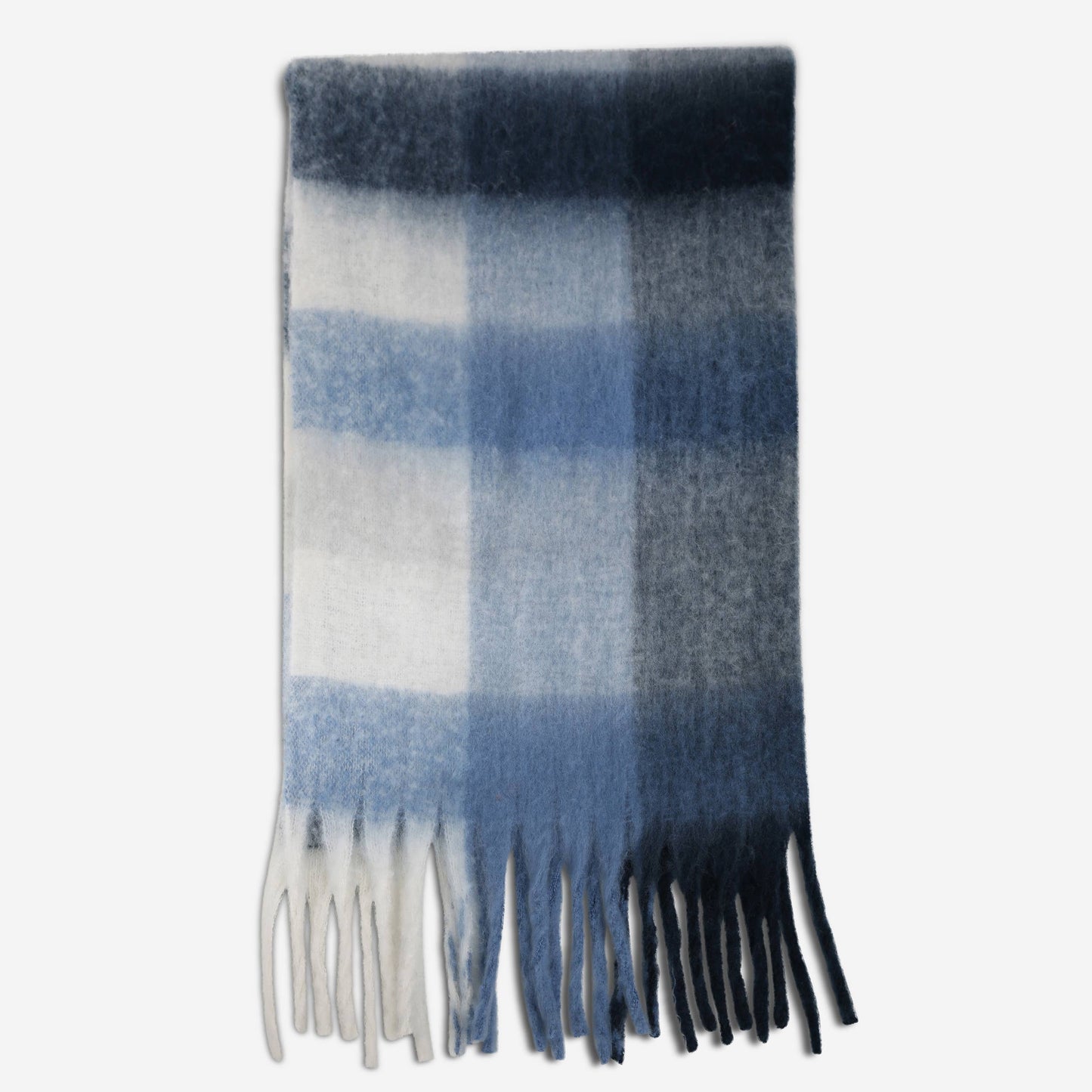 Plaid Pattern Fringe Oblong Winter Scarf