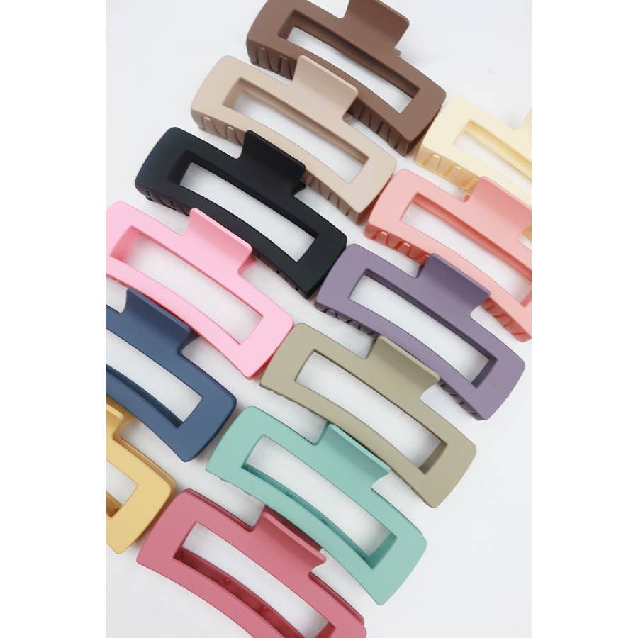 Matte Jumbo Cut Out Rectangle Hair Claw: MIX COLOR