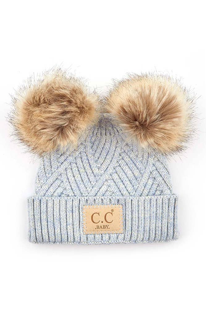 Diagonal Pattern Baby Pigtail Beanie