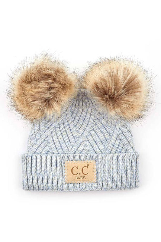 Diagonal Pattern Baby Pigtail Beanie