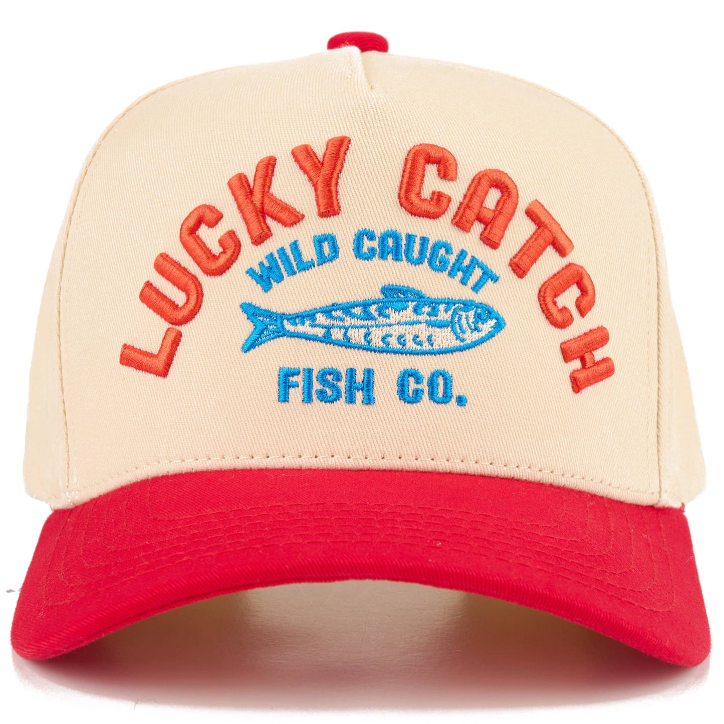 LUCKY CATCH Embroidered Two Tone Trucker Hat