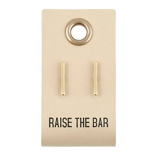 Leather Tag Earrings - Bar