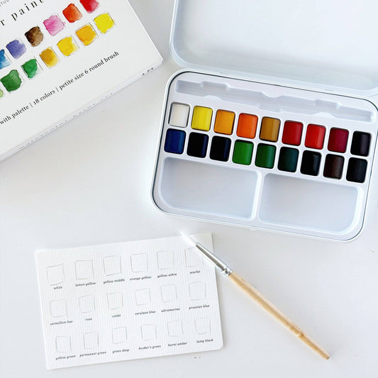 Watercolor Paint Set - 18 Colors With Brush