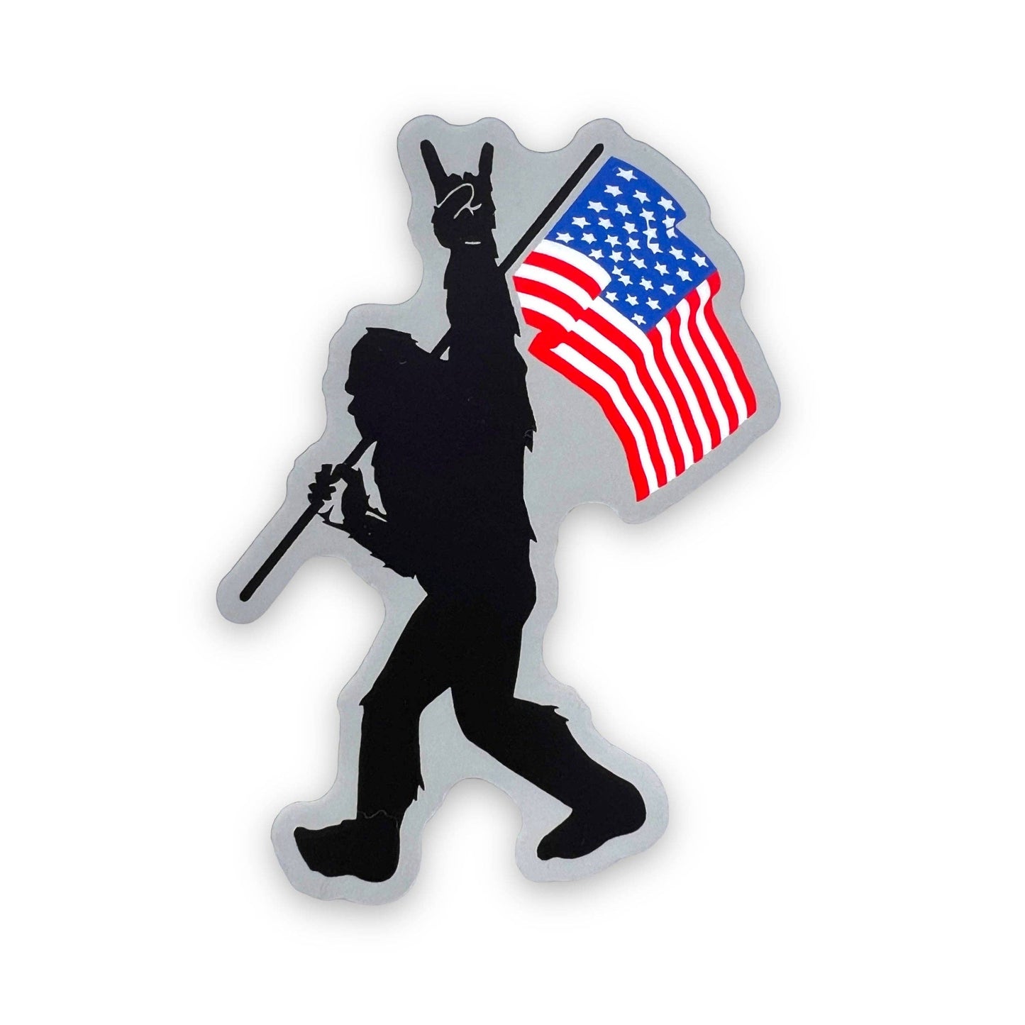 Bigfoot Carrying Flag Sticker 142