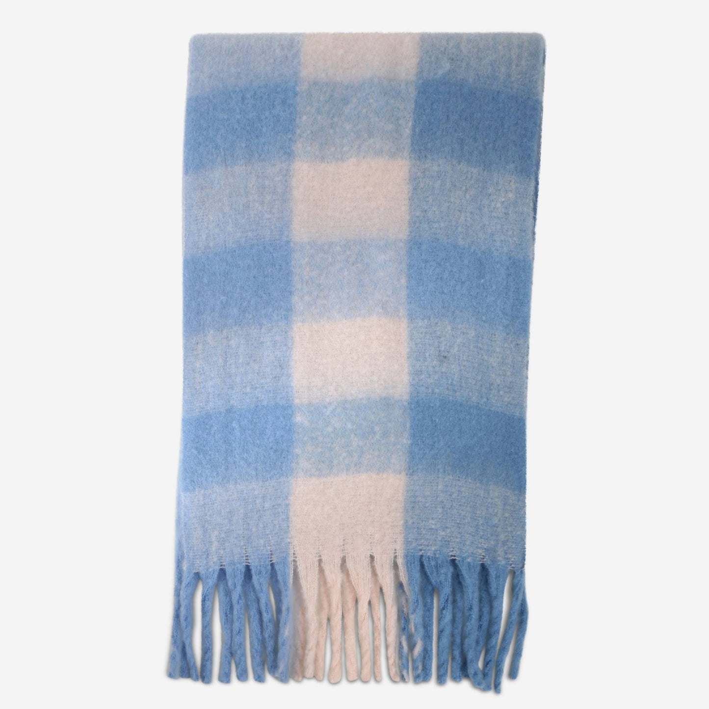 Plaid Pattern Fringe Oblong Winter Scarf