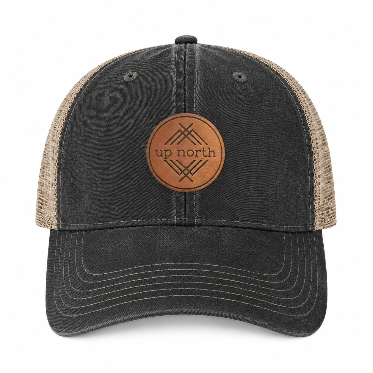 Up North Soft Black Washed & Worn Trucker Hat
