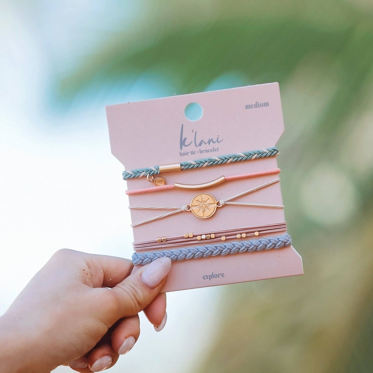 "Explore" Gold Compass Charm Hair Tie Bracelets