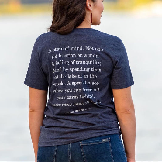 Up North Definition Unisex Crewneck Tee. Heather Navy.