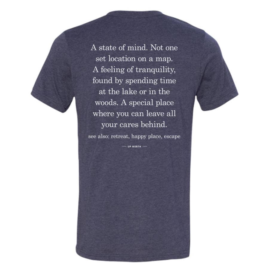 Up North Definition Unisex Crewneck Tee. Heather Navy.