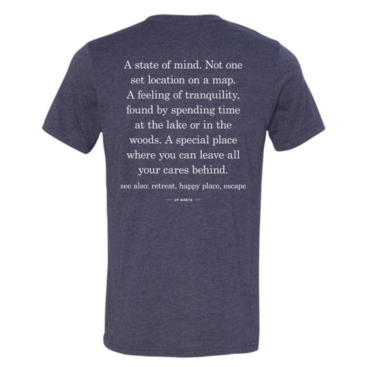 Up North Definition Unisex Crewneck Tee. Heather Navy.