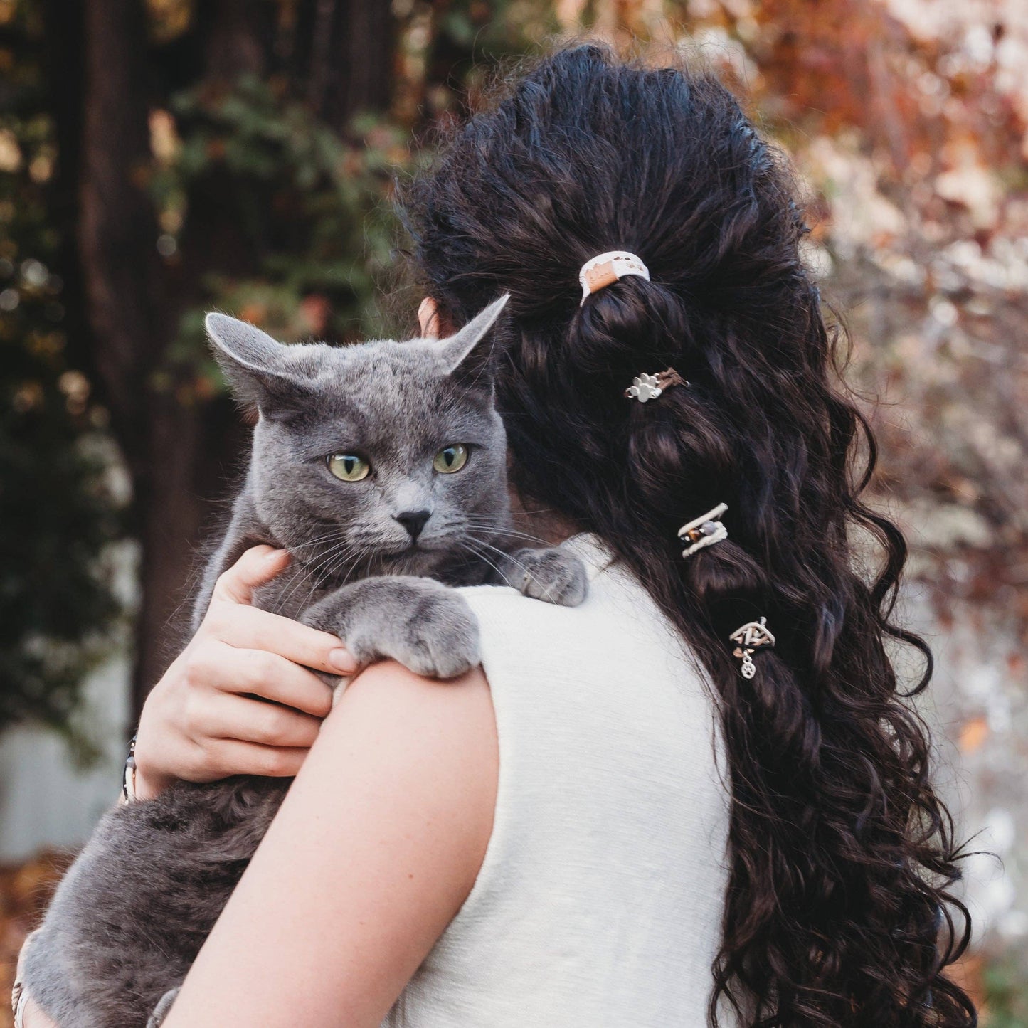 "Paws" Natural Hues with Silver & Paw Accents Hair Tie Bracelet