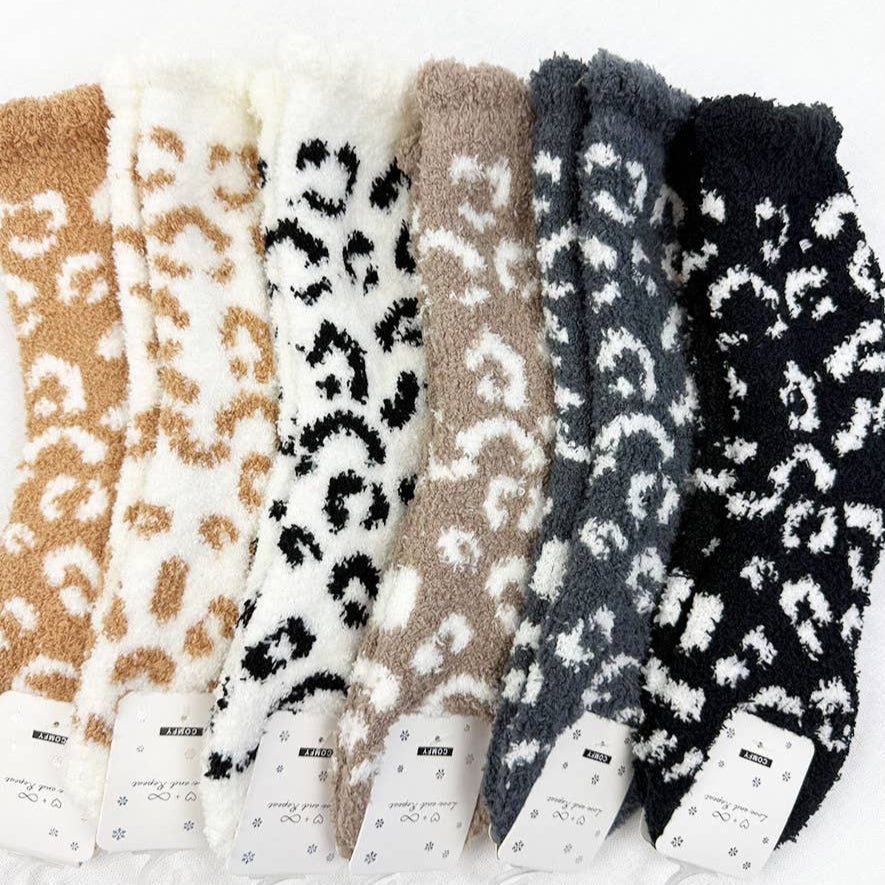 Plush Cozy Leopard Socks