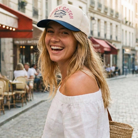 LUCKY CATCH Embroidered Two Tone Trucker Hat