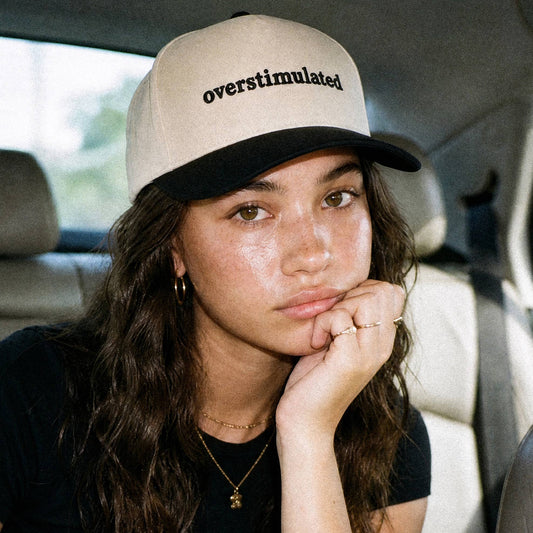 OVERSTIMULATED Embroidered Two Tone Trucker Cap