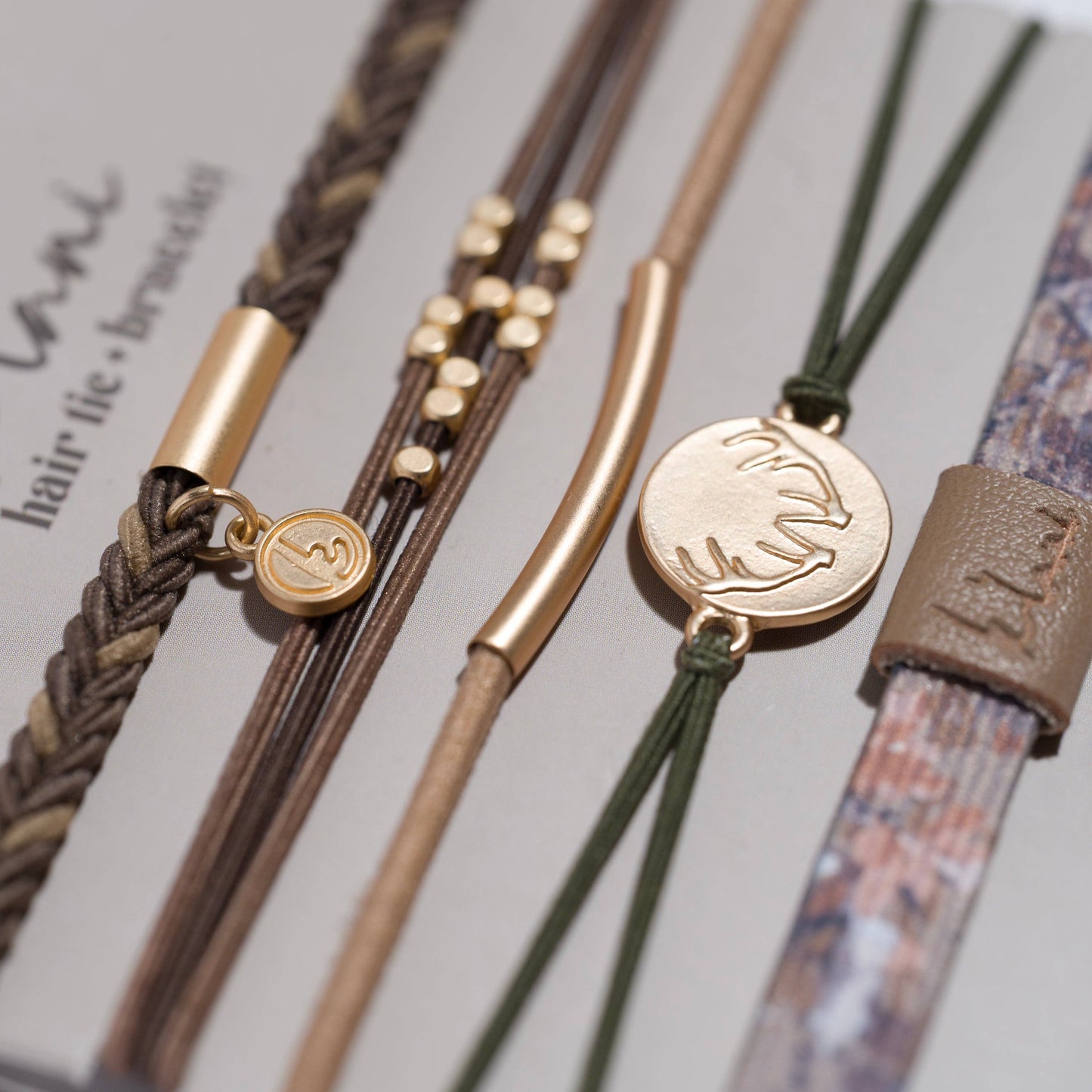 "Adapt" Camouflage with Antler Charm Hair Tie Bracelets