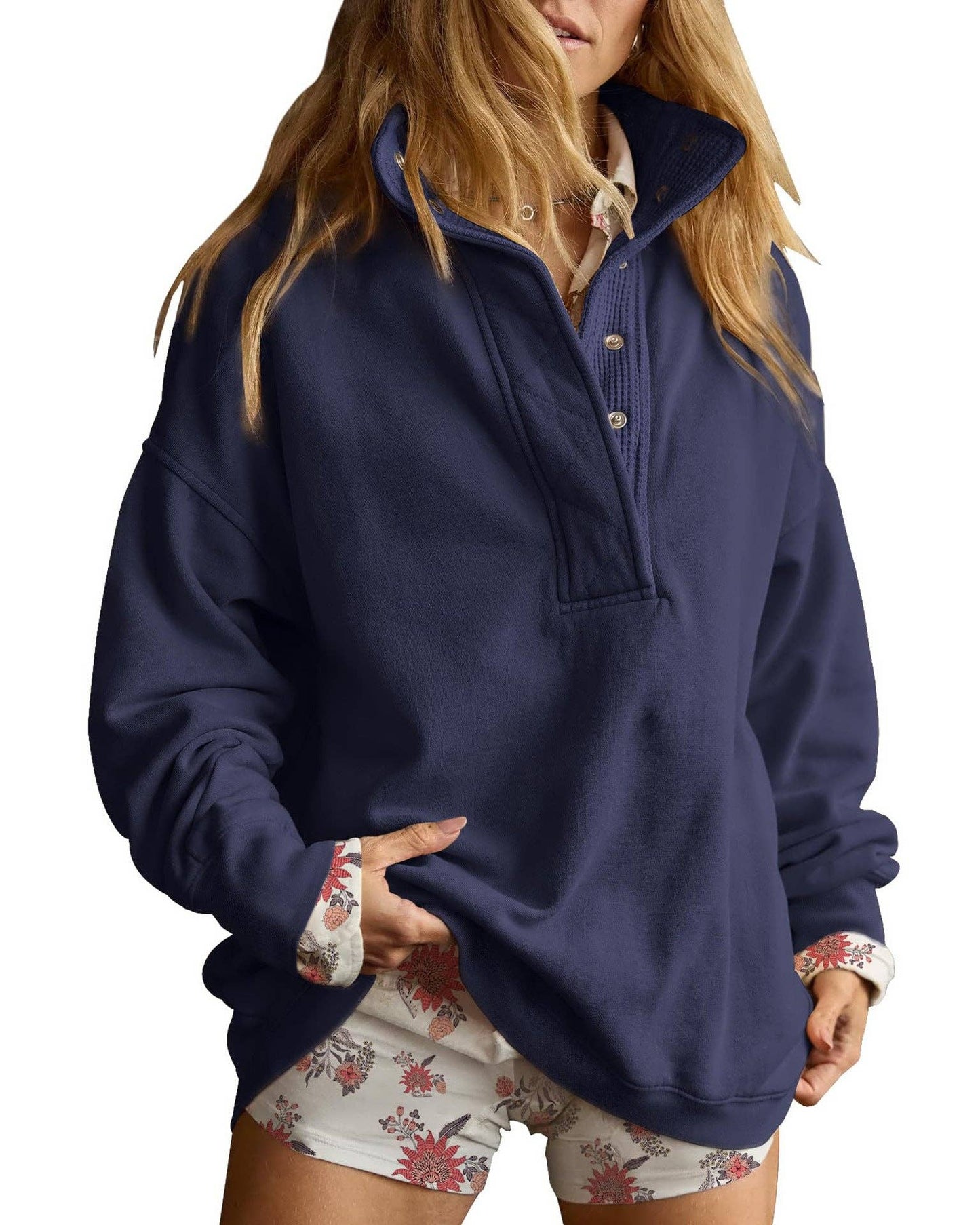 Oversized Snap Collar Fleece