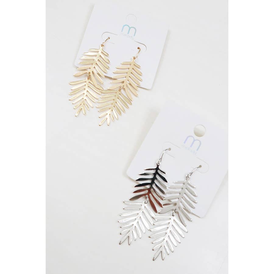 Gold and Silver Leaf Drop Earrings