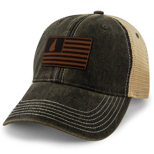 New Hampshire Striped Leather Patch Dirty Water Trucker
