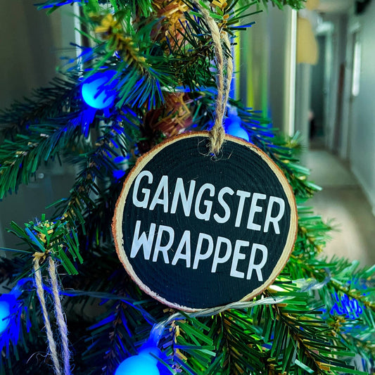 Gangster Wrapper Wood Slice Christmas Ornament