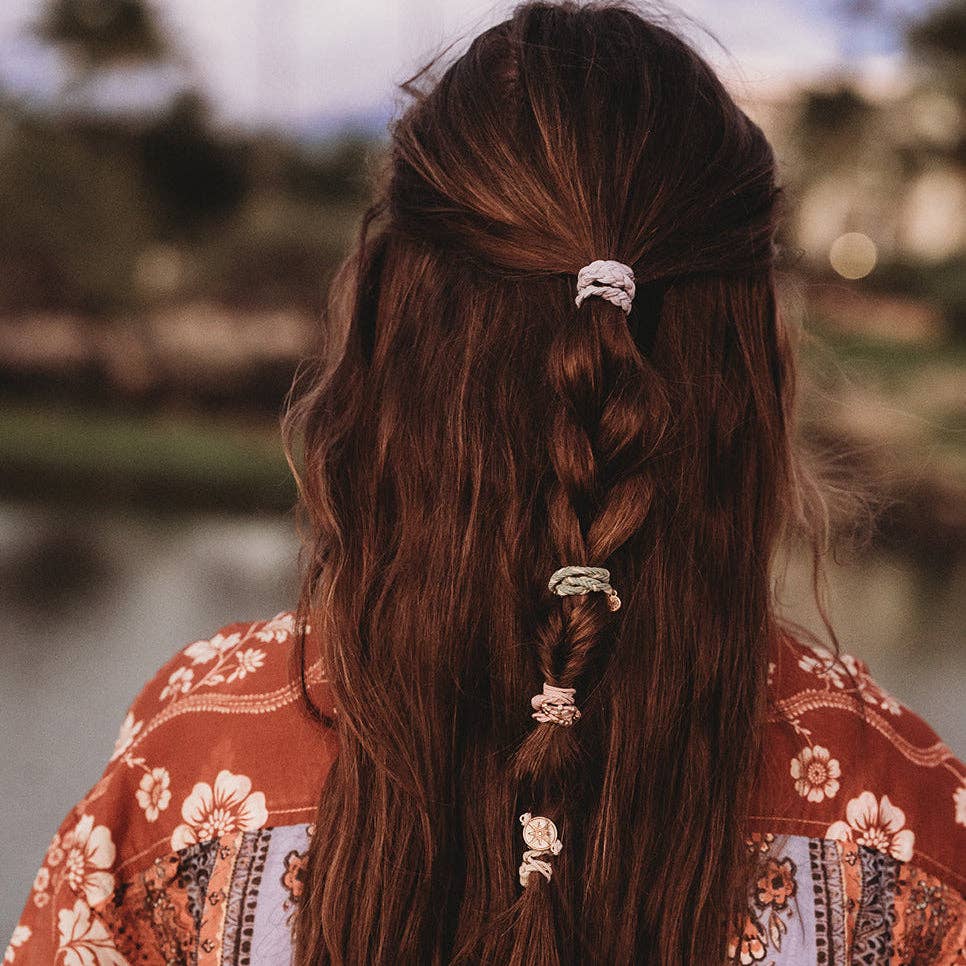 "Explore" Gold Compass Charm Hair Tie Bracelets