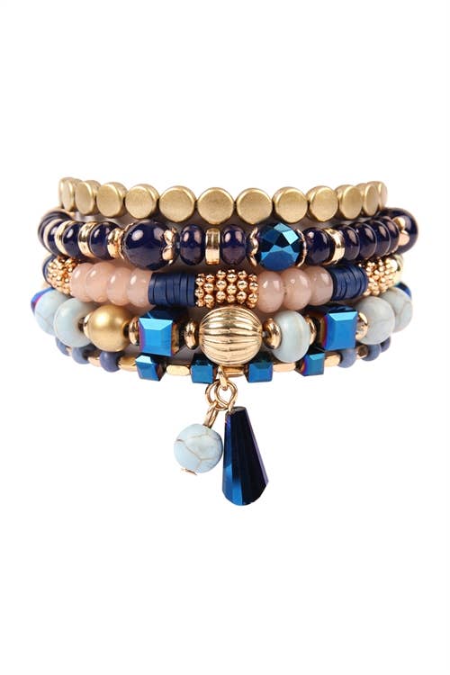MULTIBEADS STRETCH BRACELET: NAVY / ONE