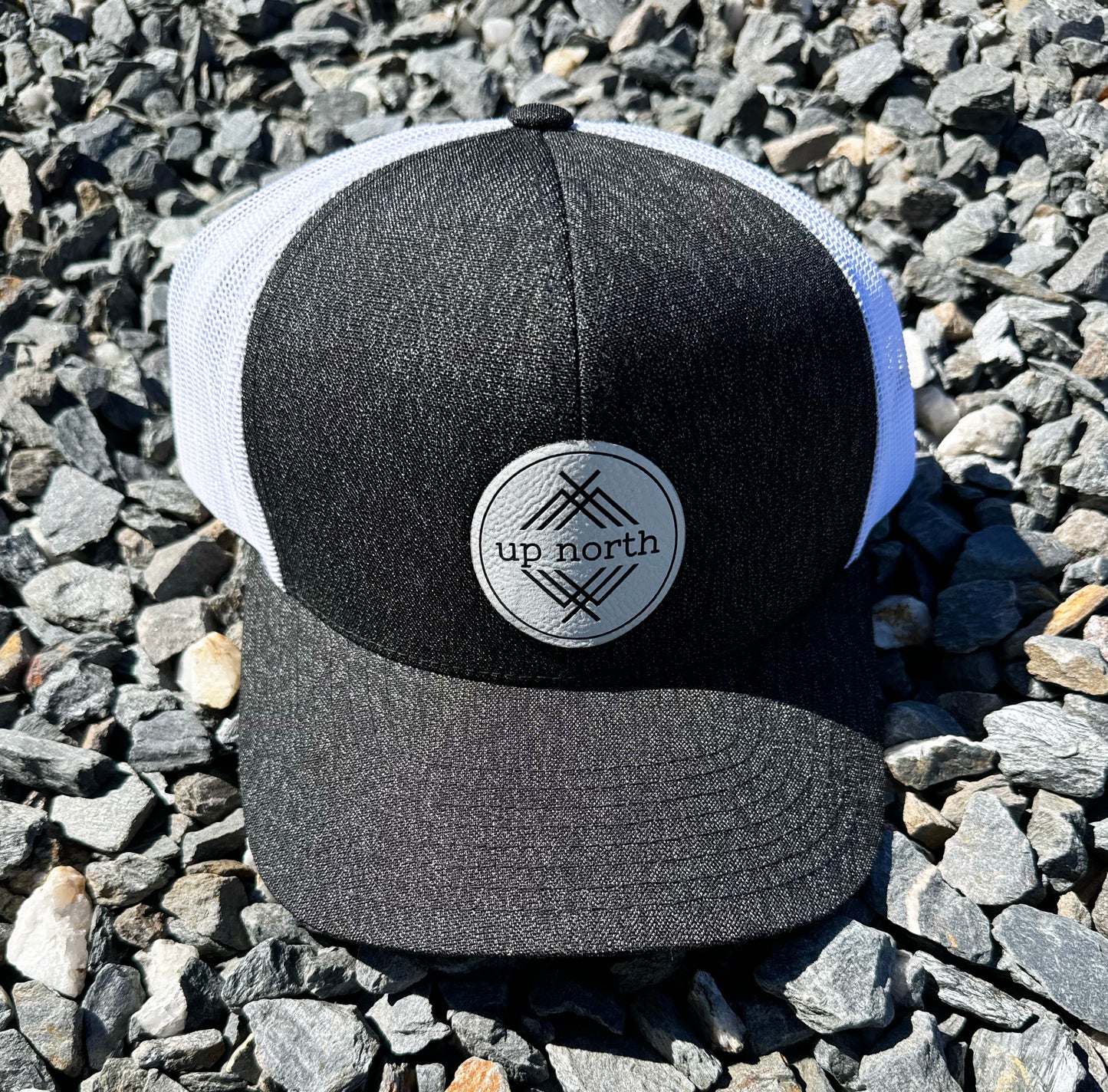 Up North Mesh Back Trucker Hat - Charcoal/White Patch