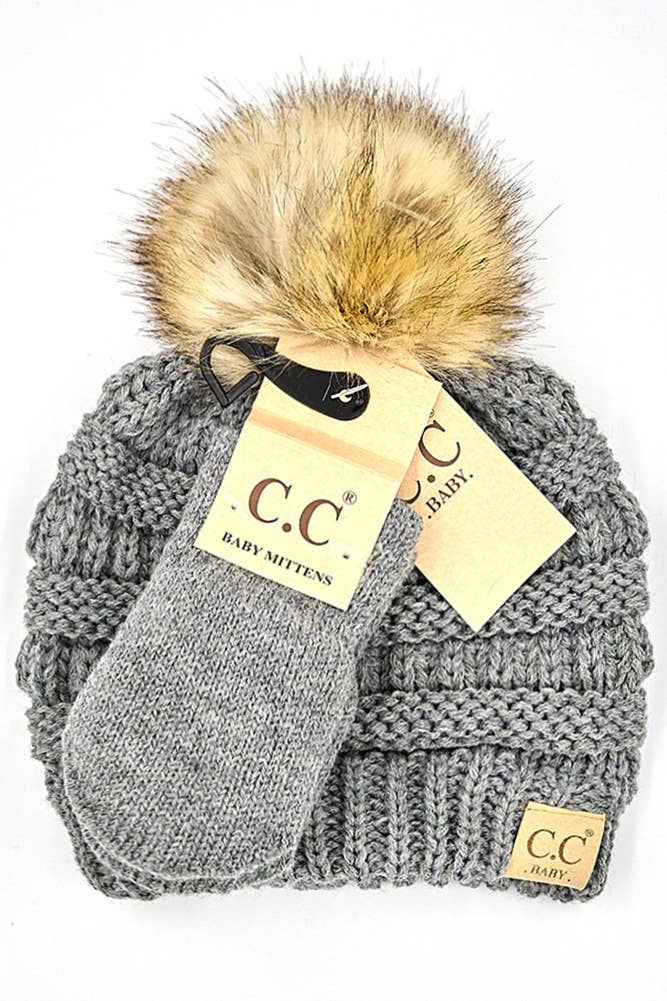 BABY - Pom Beanie and Mitten Glove