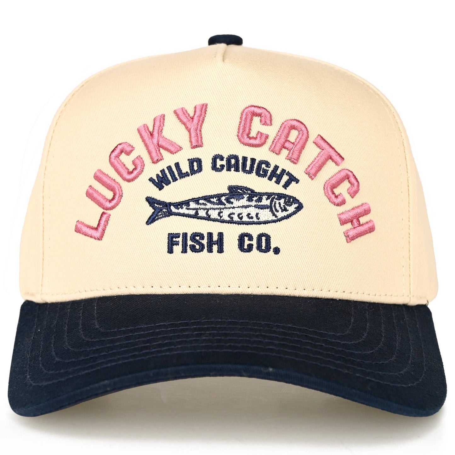 LUCKY CATCH Embroidered Two Tone Trucker Hat