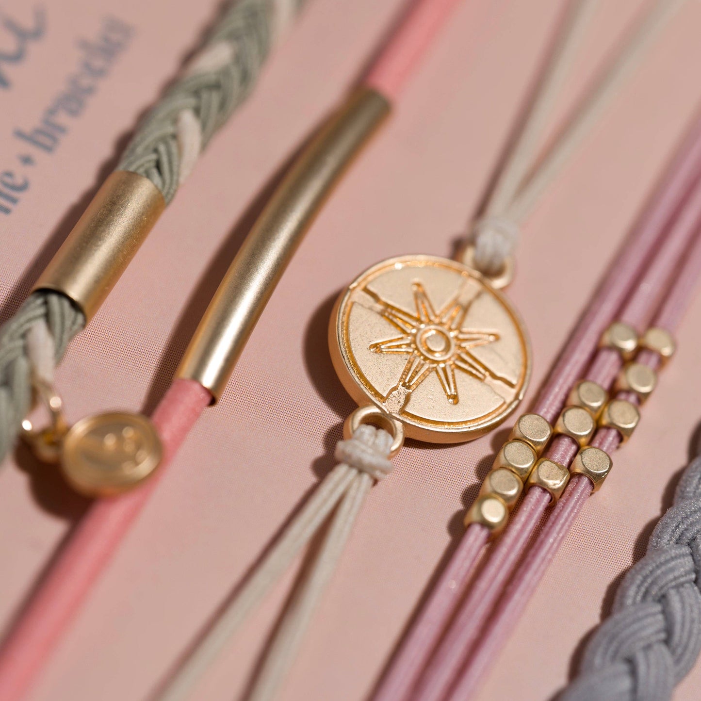 "Explore" Gold Compass Charm Hair Tie Bracelets