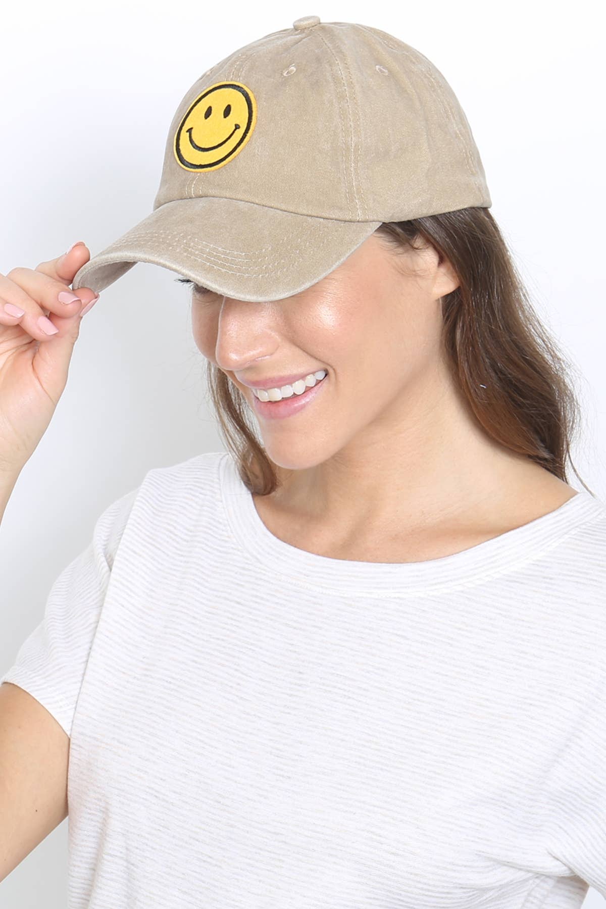 Smiley Face - Acid Washed Baseball Hat