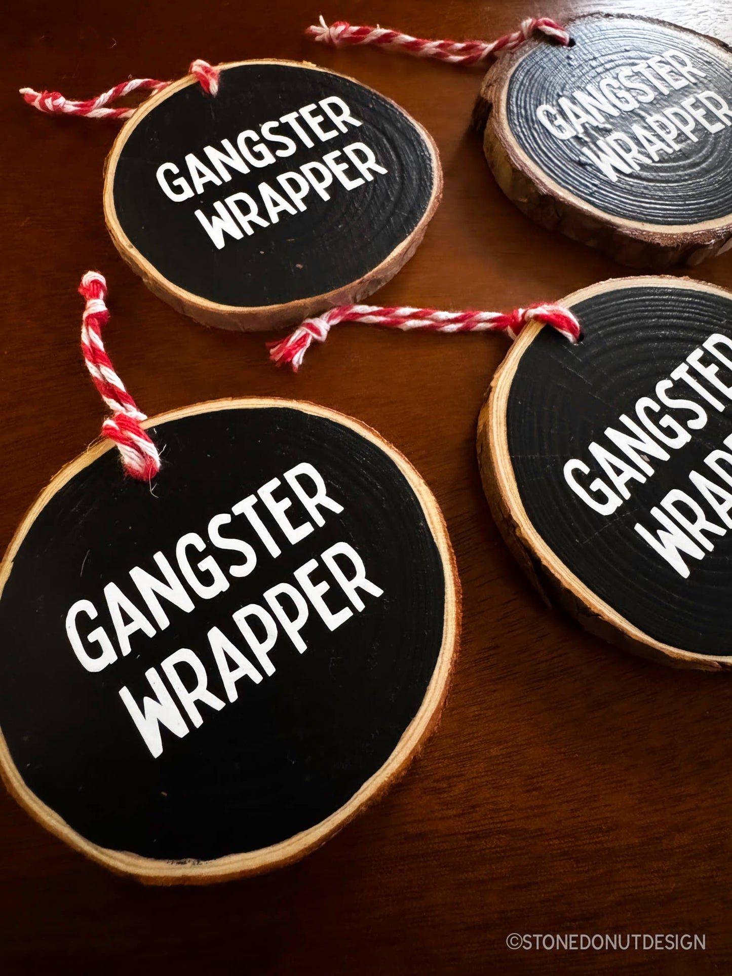 Gangster Wrapper Wood Slice Christmas Ornament