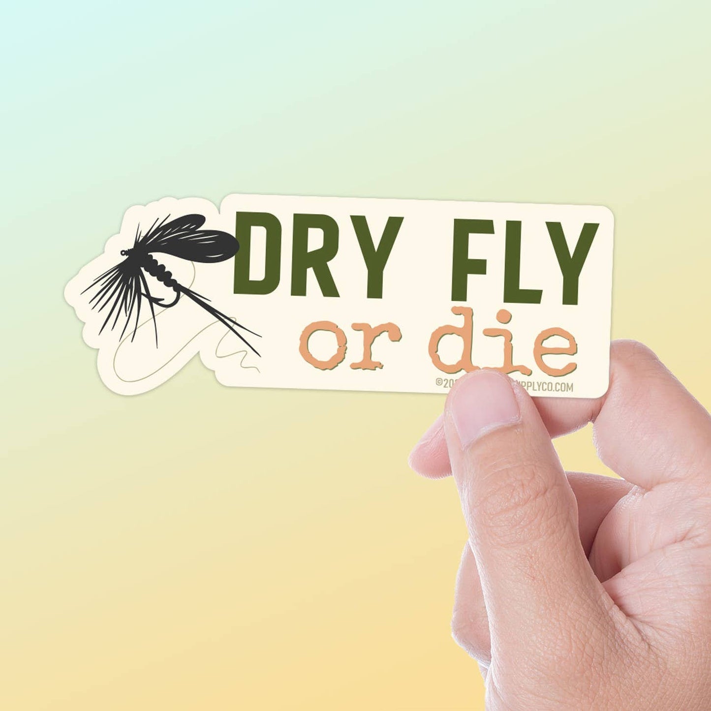 Dry Fly or Die Decal - Fly Fishing Sticker: Small - 3" Water Bottle Size