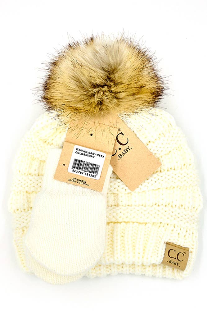 BABY - Pom Beanie and Mitten Glove