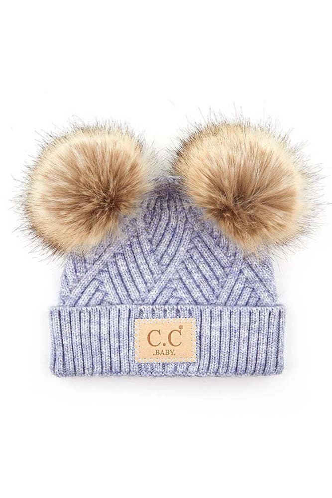 Diagonal Pattern Baby Pigtail Beanie