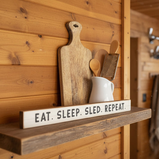 Eat. Sleep. Sled. Repeat. Skinny Sign
