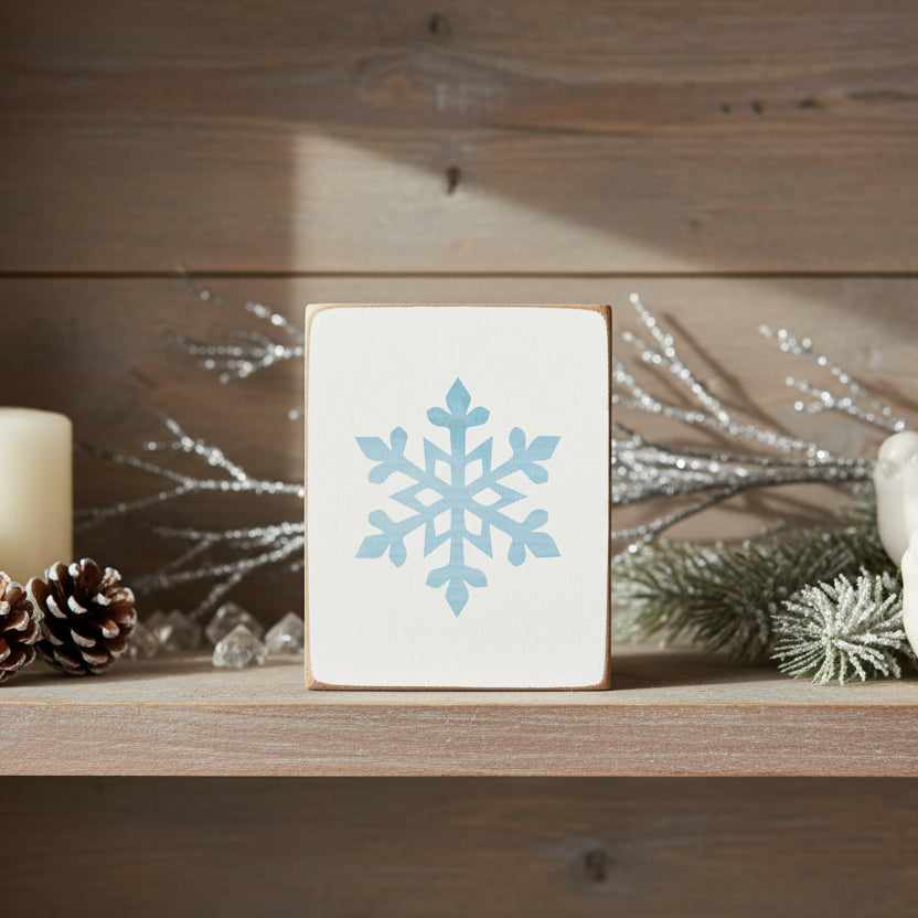 Watercolor Snowflake Block Sign