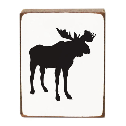 Moose Wooden Block Sign