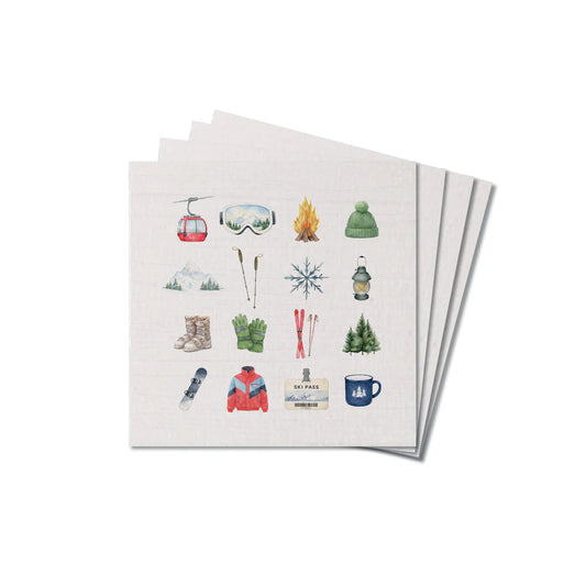 Ski Icons Wood Coaster