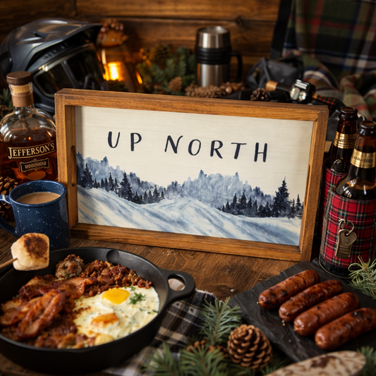 Up North Snow Mtns Wooden Serving Tray