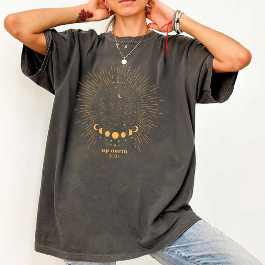 Total Solar Eclipse - Golden Moon Phases Graphic Tee